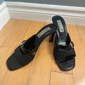 Brighton Women's Black Mules with Silver Accents